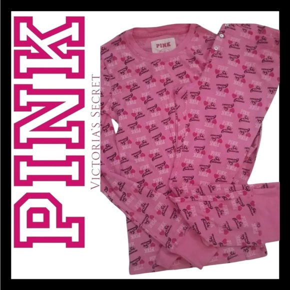 Vintage Victoria's Secret PINK Ski Bunnies Thermal Sleep Set Size Small - Picture 4 of 7